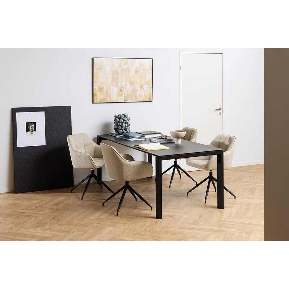 mutoni Chaise de salle à manger avec accoudoirs Breana beige pivotante  