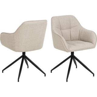 mutoni Chaise de salle à manger avec accoudoirs Breana beige pivotant  