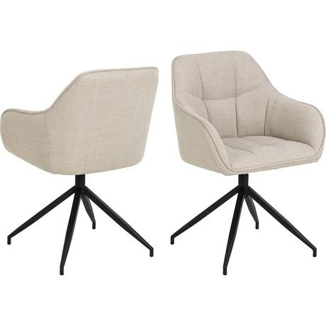 mutoni Chaise de salle à manger avec accoudoirs Breana beige pivotant  