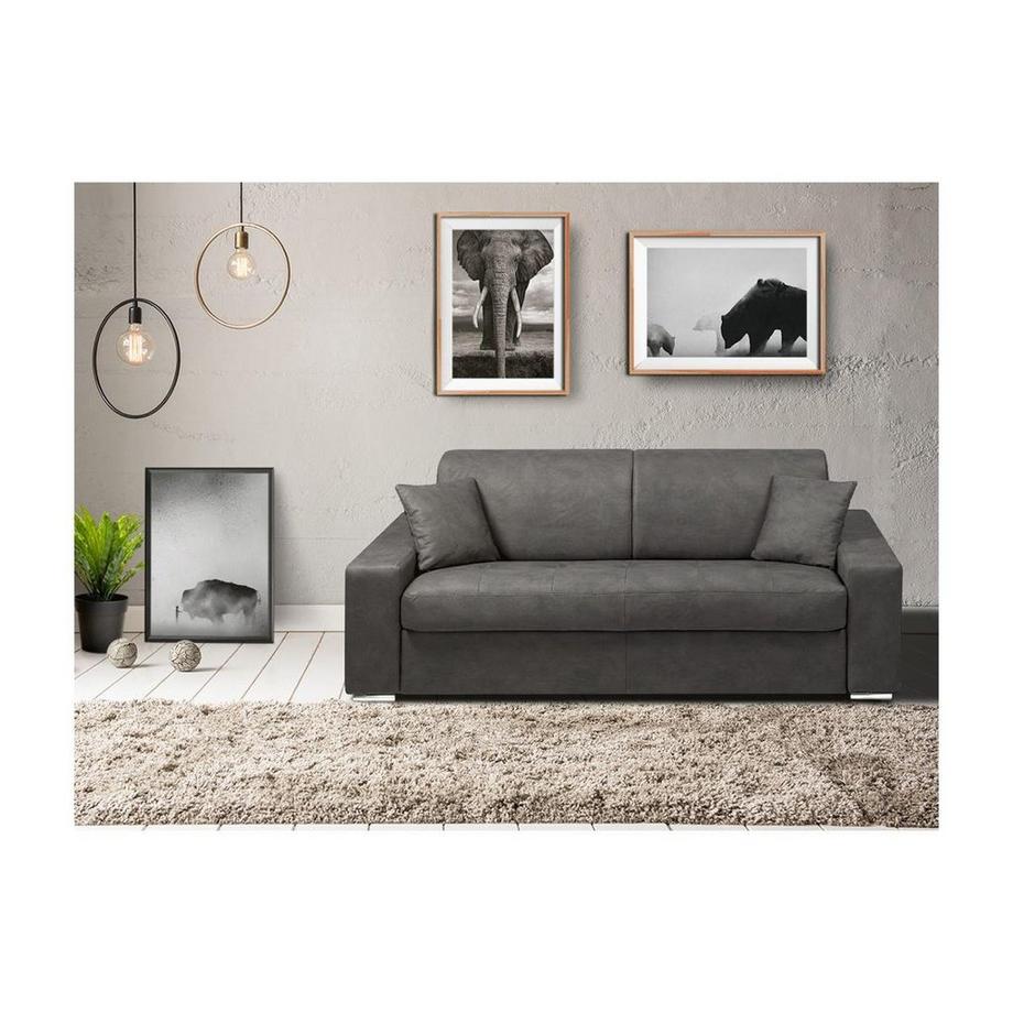 Vente-unique Schlafsofa 2Sitzer Stoff EMIR Liegefläche Matratzen  