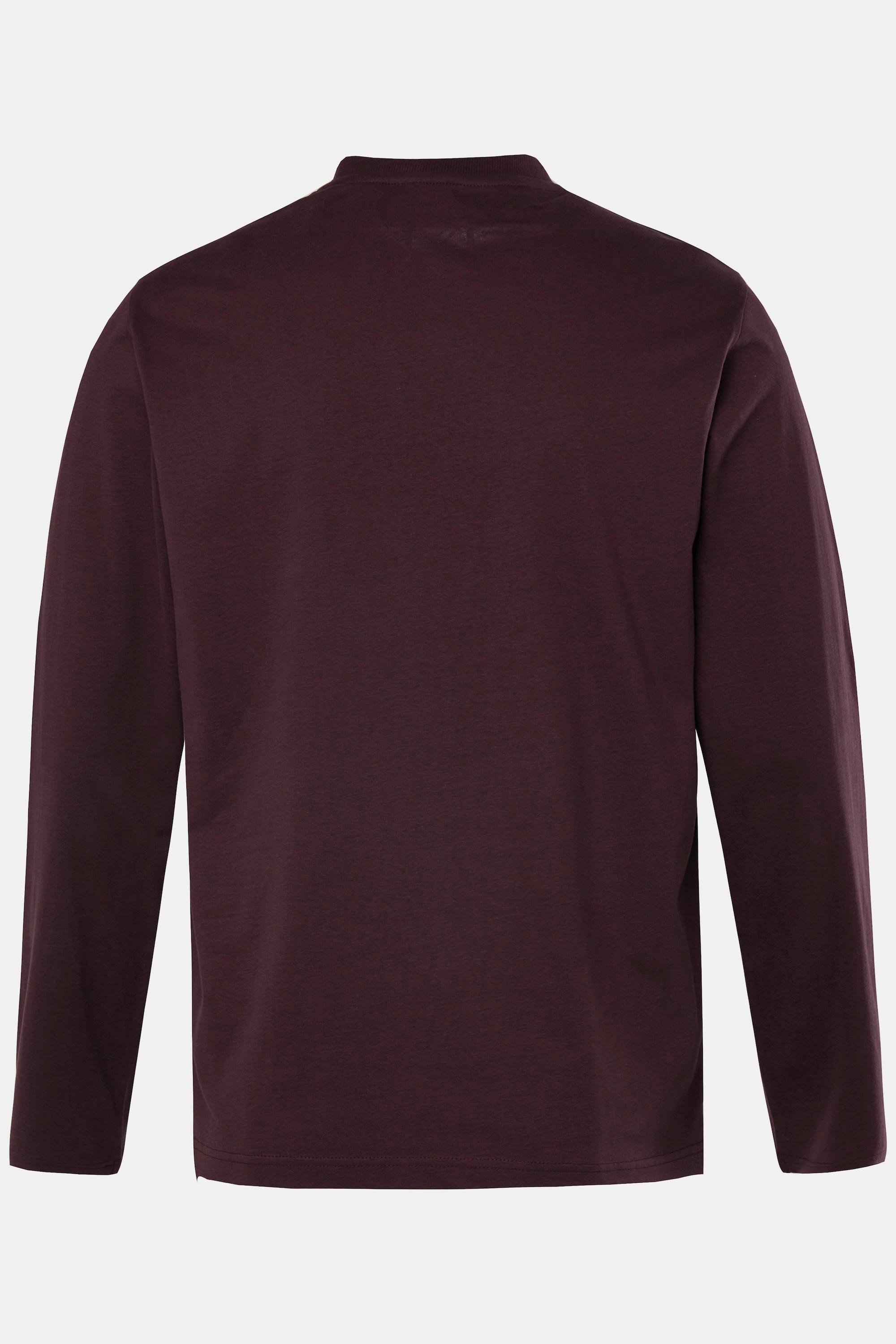 JP1880  T-shirt collection Basic, manches longues et col en V aubergine 