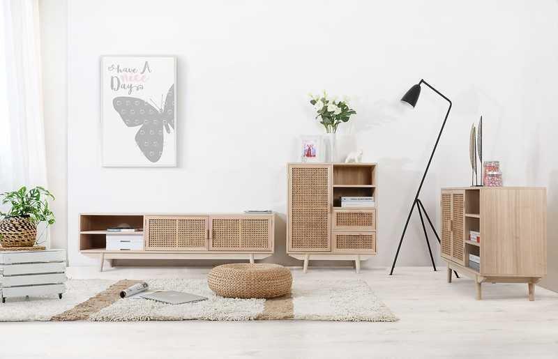 mutoni Credenza in vimini rattan 100x36x65 naturale  