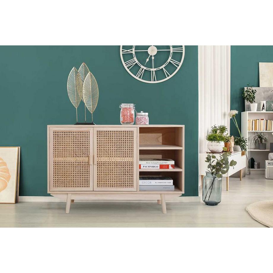 mutoni Buffet en rotin tressé 100x36x65 naturel  