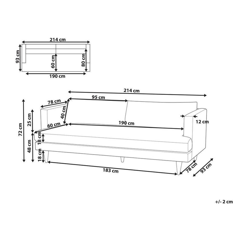 Beliani Canapé 3 places en Tissu Minimaliste JARPEN  