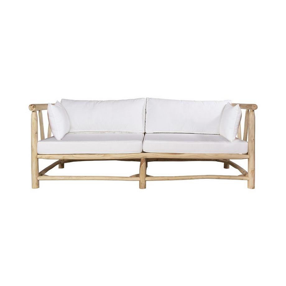Vente-unique Gartensofa mit Kissen - Teakholz - Weiß & Helle Naturfarben - TULUM von MYLIA  