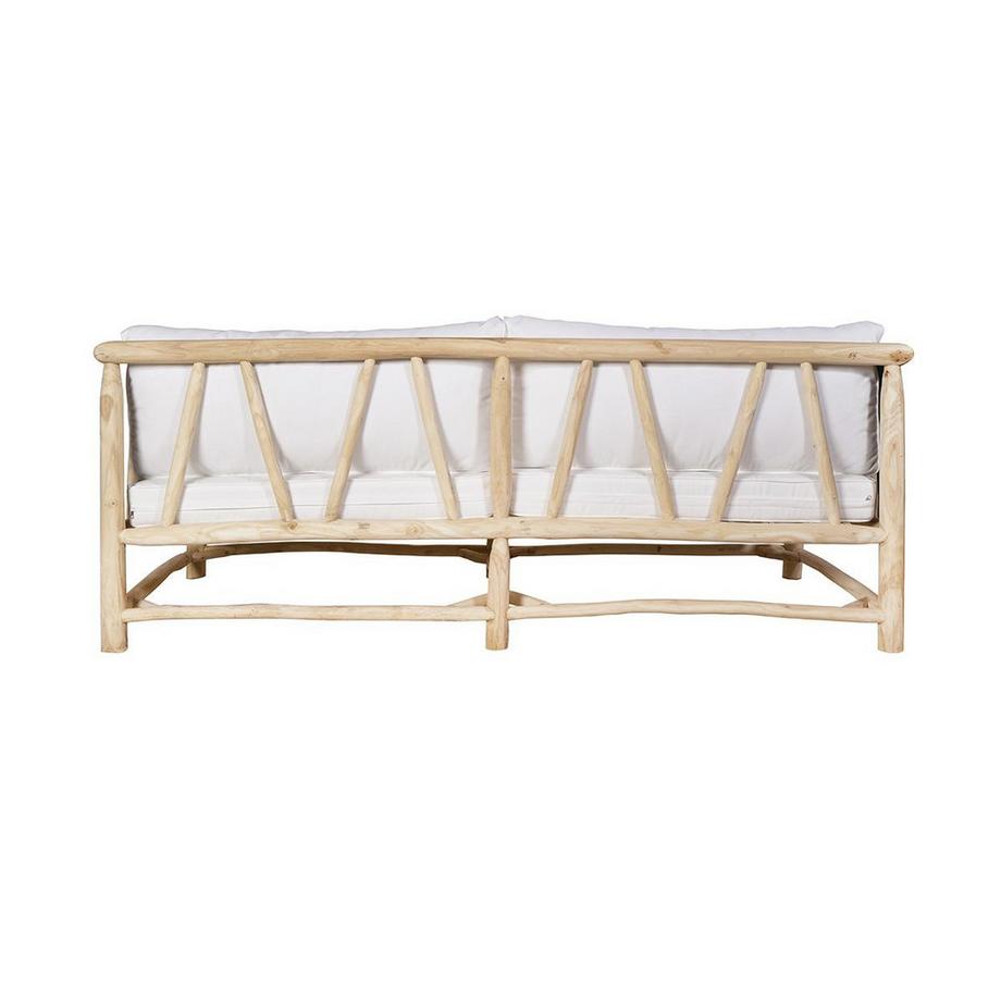 Vente-unique Gartensofa mit Kissen - Teakholz - Weiß & Helle Naturfarben - TULUM von MYLIA  