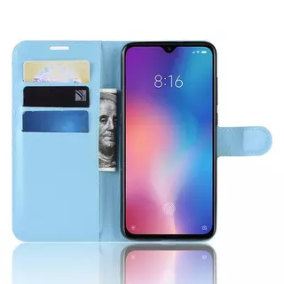 Cover-Discount  Xiaomi Mi 9 SE -  Leder Etui Hülle mit Kartenfächern hell Blau