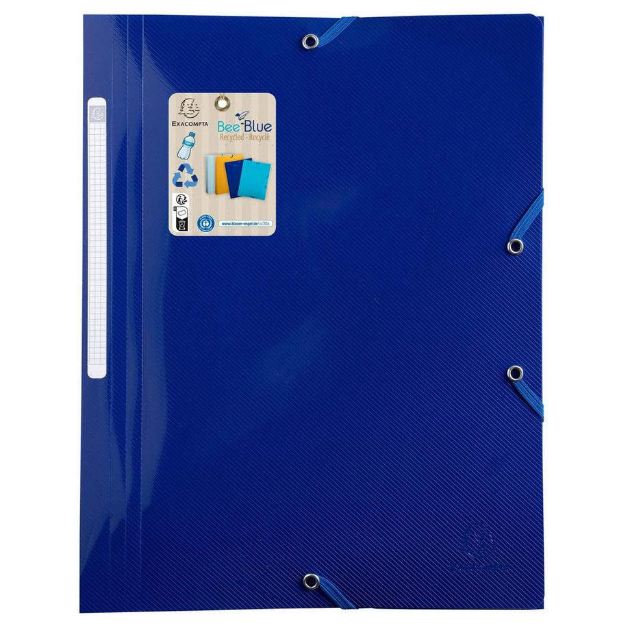 Exacompta Chemise à élastiques 3 rabats polypropylène recyclé BeeBlue - A4 - x 24  