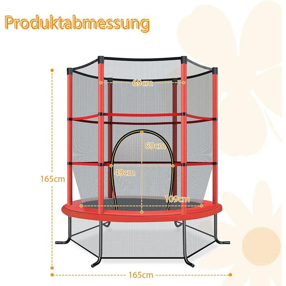 Northix  Ø140cm Gartentrampolin mit Sicherheitsnetz Trampolin bis 135KG belastbar für Kinder ab 3 Jahre Rot 
