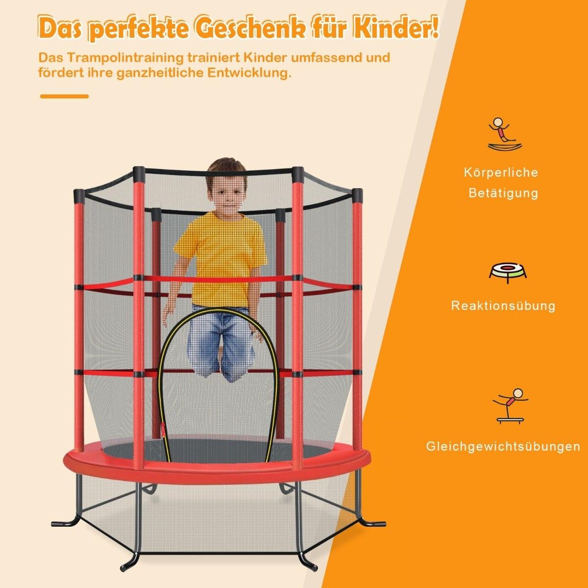Northix  Trampolino da giardino Ø140 cm con rete di sicurezza il trampolino può sostenere fino a 135 kg per bambini dai 3 anni in su rosso 