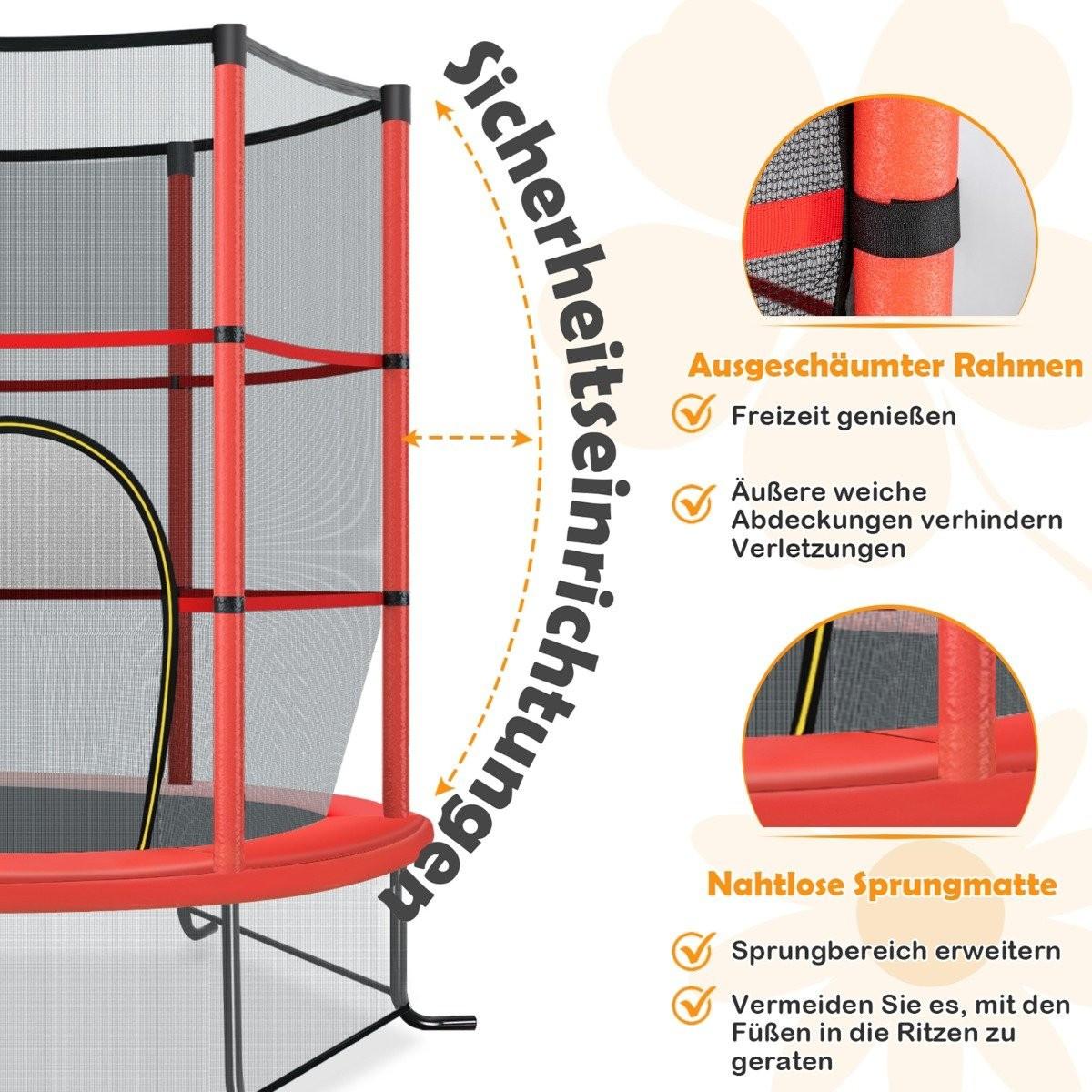 Northix  Trampolino da giardino Ø140 cm con rete di sicurezza il trampolino può sostenere fino a 135 kg per bambini dai 3 anni in su rosso 