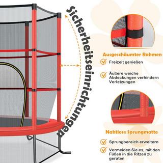 Northix  Trampolino da giardino Ø140 cm con rete di sicurezza il trampolino può sostenere fino a 135 kg per bambini dai 3 anni in su rosso 