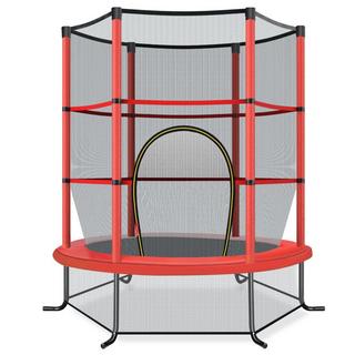 Northix  Trampolino da giardino Ø140 cm con rete di sicurezza il trampolino può sostenere fino a 135 kg per bambini dai 3 anni in su rosso 