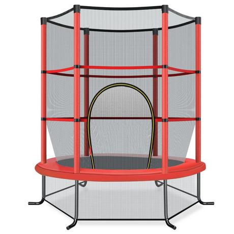 Northix  Trampolino da giardino Ø140 cm con rete di sicurezza il trampolino può sostenere fino a 135 kg per bambini dai 3 anni in su rosso 