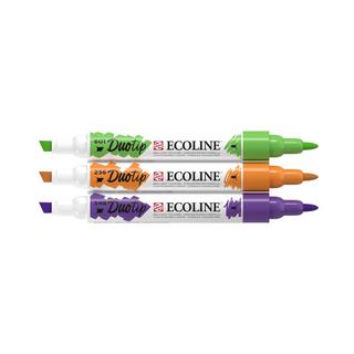 Ecoline  Ecoline Duotip evidenziatore 3 pz Punta sottile/smussata Verde chiaro, Arancione chiaro, Viola 