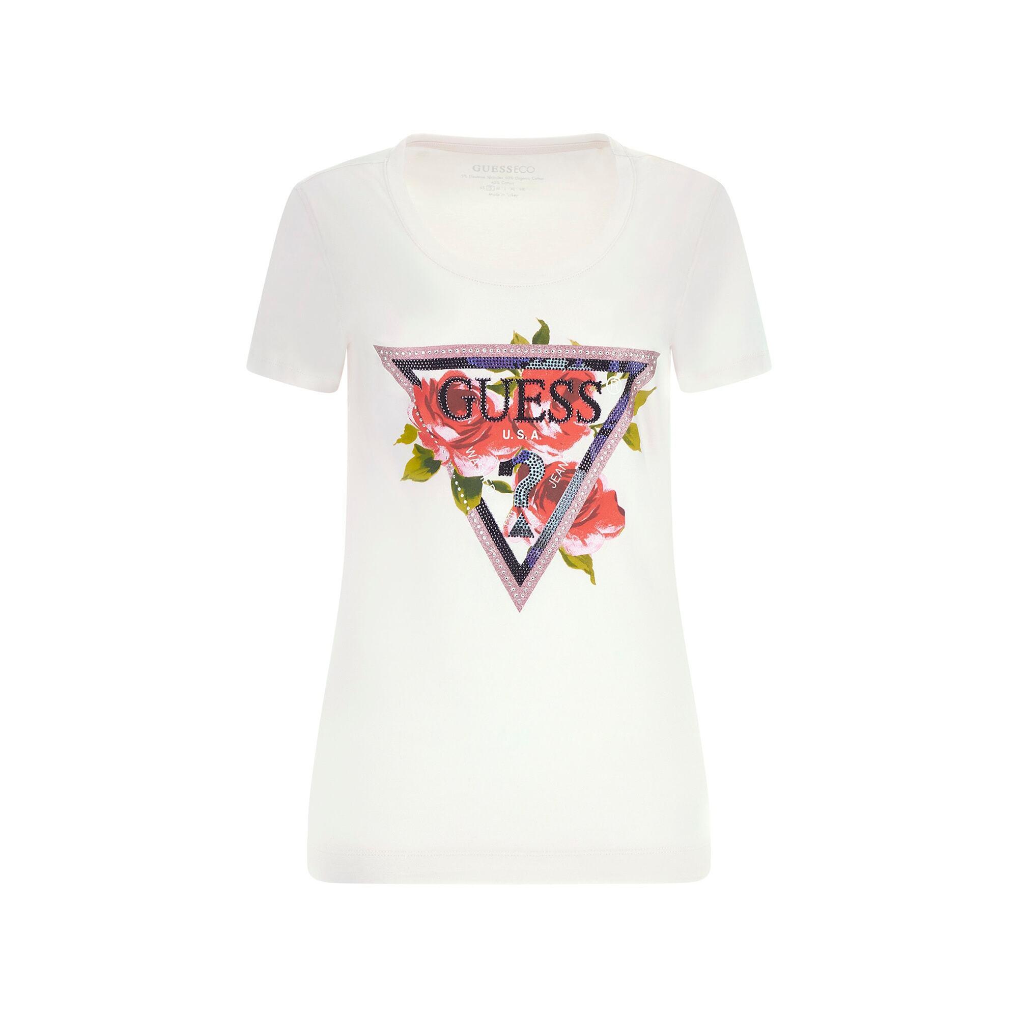 GUESS  t-shirt roses triange 