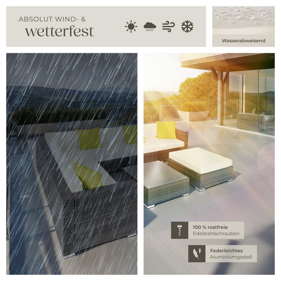 Tectake Aluminium Rattan Lounge Marbella wetterfest und UV-beständig Dicke der Polster 10 cm  