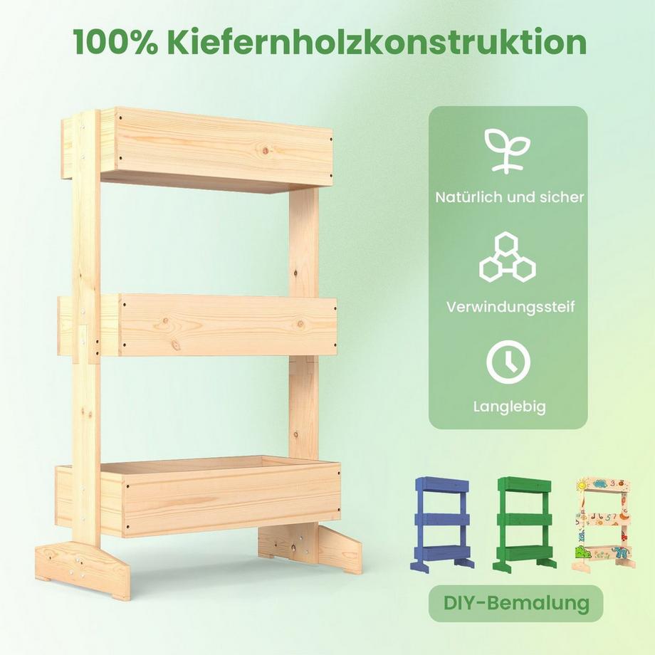 Northix Vertikaler Pflanzkasten mit 3 Ebenen  