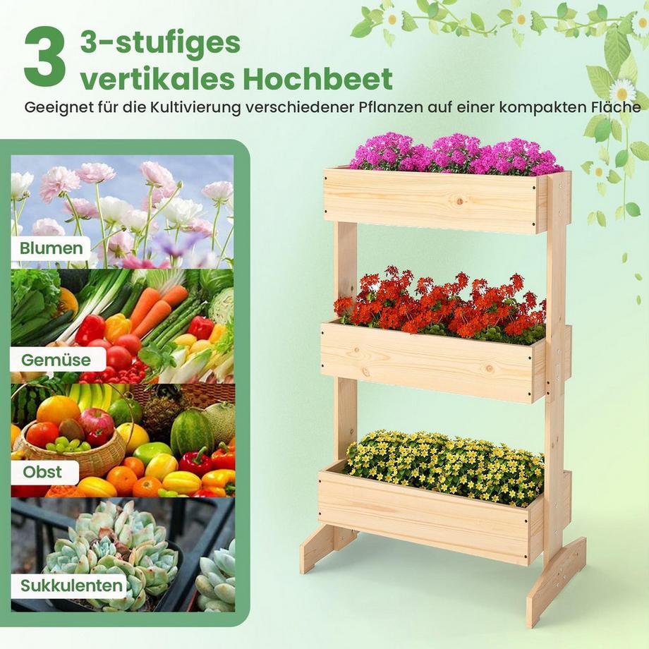 Northix Vertikaler Pflanzkasten mit 3 Ebenen  