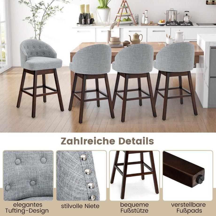 B2X Barhocker 2er Set Barstuhl 360° drehbar Küchenhocker mit Lehne und Fußstütze  