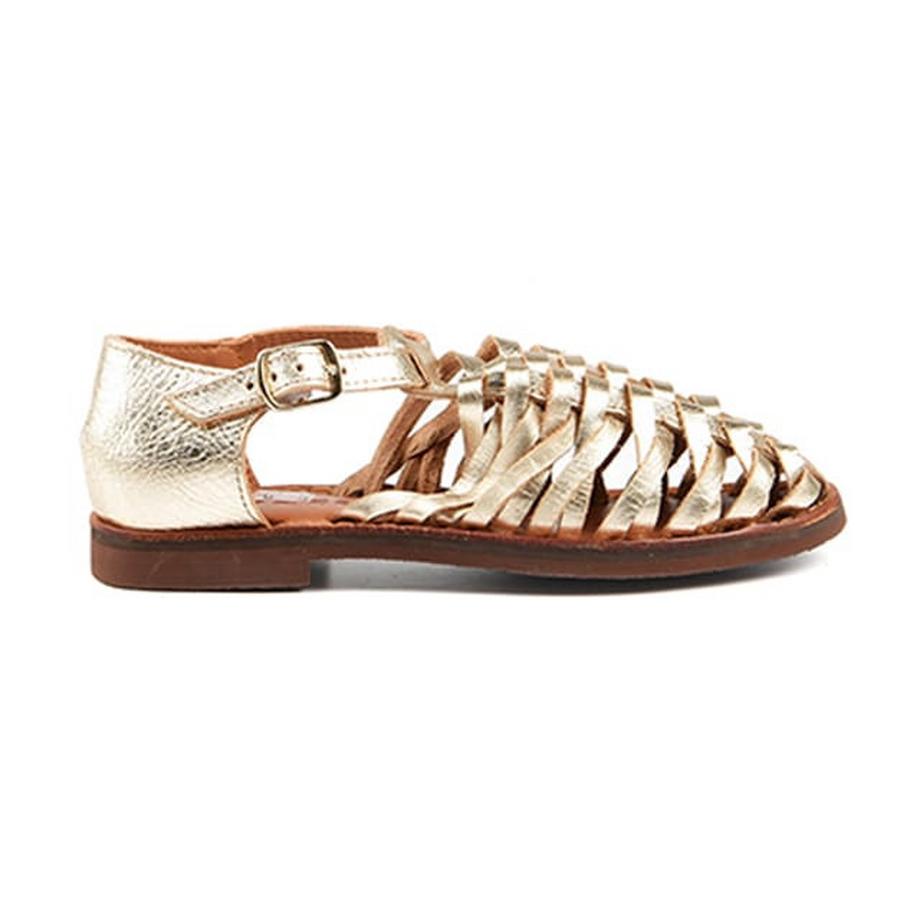 MAPACHE Medusa-37 Geflochtene Metallic-Leder Sandalen  