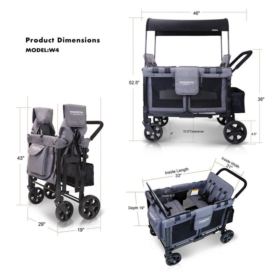 Wonderfold  Poussette double W4 Original Charcoal gris 