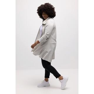 Ulla Popken Giacca lunga di felpa fantasia a spina di pesce orlo