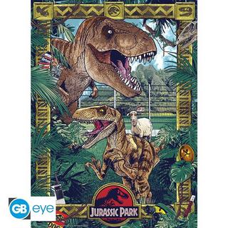GB Eye Poster - Packung mit 2 - Jurassic Park - Set of 2 Chibi Posters - "Door" and "Dinosaurs".  