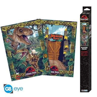 GB Eye Poster - Pack de 2 - Jurassic Park - Set 2 Chibi Poster - "Porte" et "Dinosaures".  