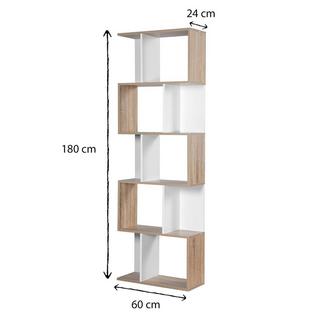 Calicosy Bücherregal mit mehreren Fächern H180 cm - Dekor Holz und Weiß  