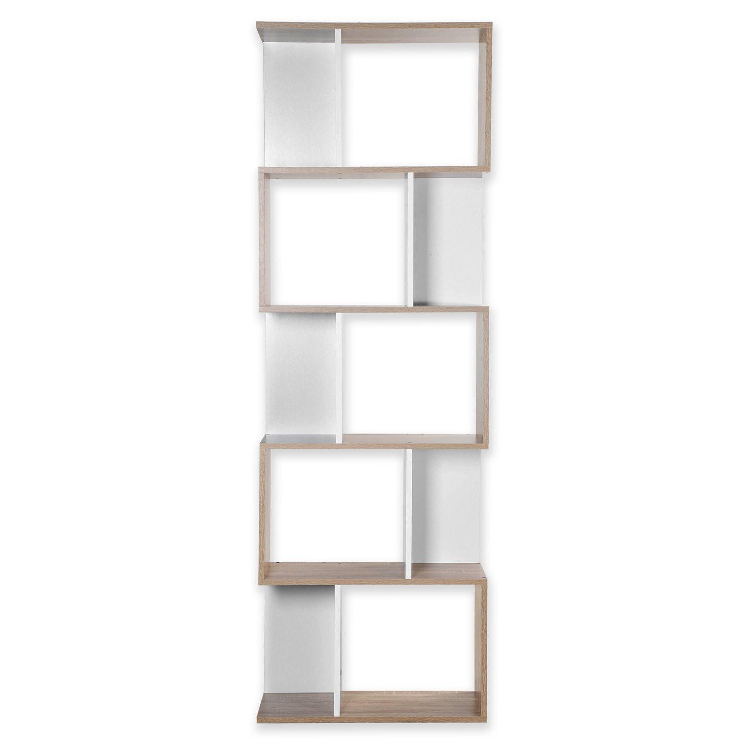 Casâme Bibliothèque Multi-cases - Décor Bois et Blanc  