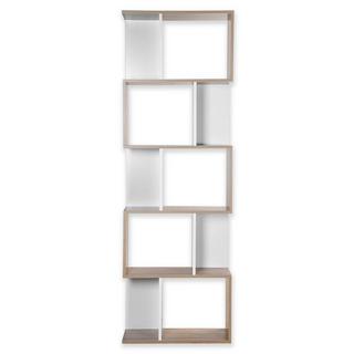 Calicosy Bücherregal mit mehreren Fächern H180 cm - Dekor Holz und Weiß  