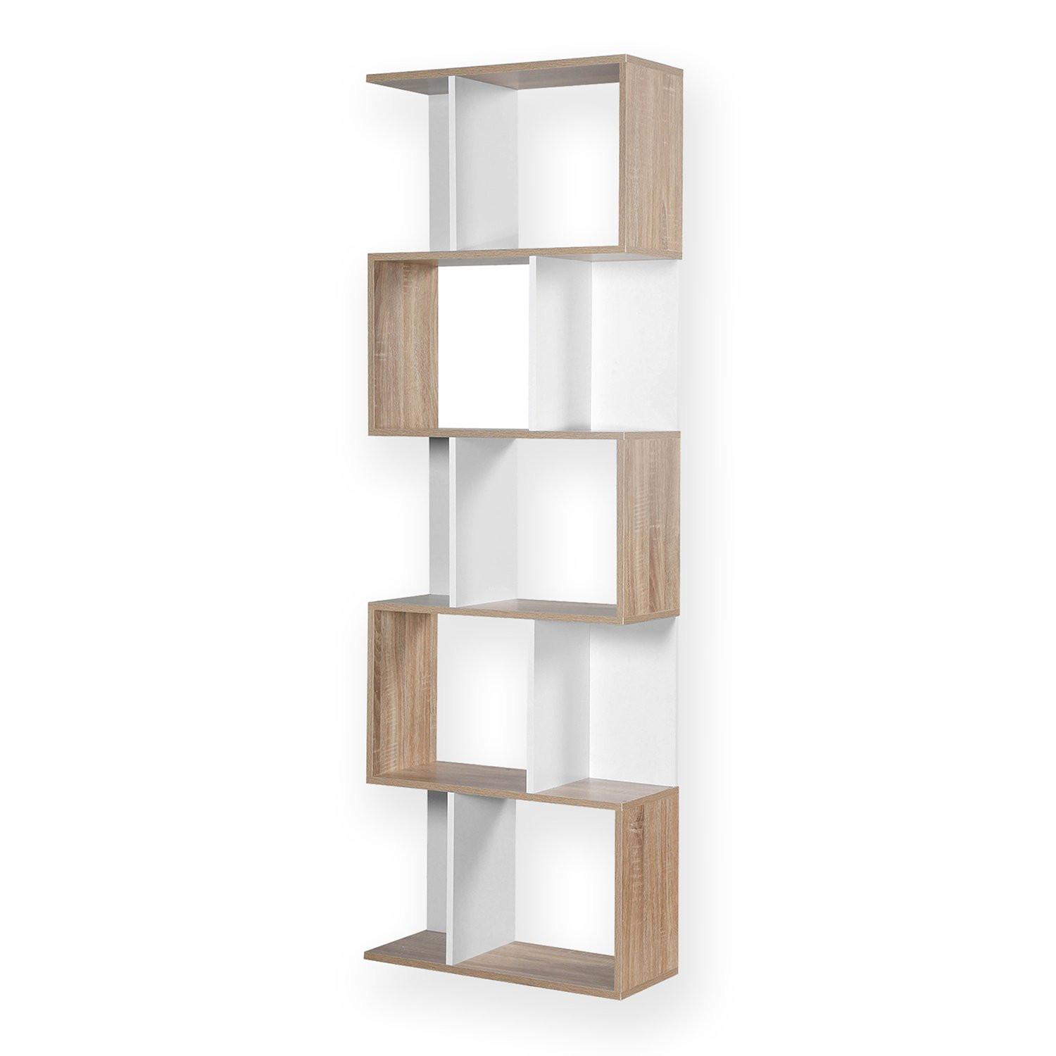 Casâme Bibliothèque Multi-cases - Décor Bois et Blanc  