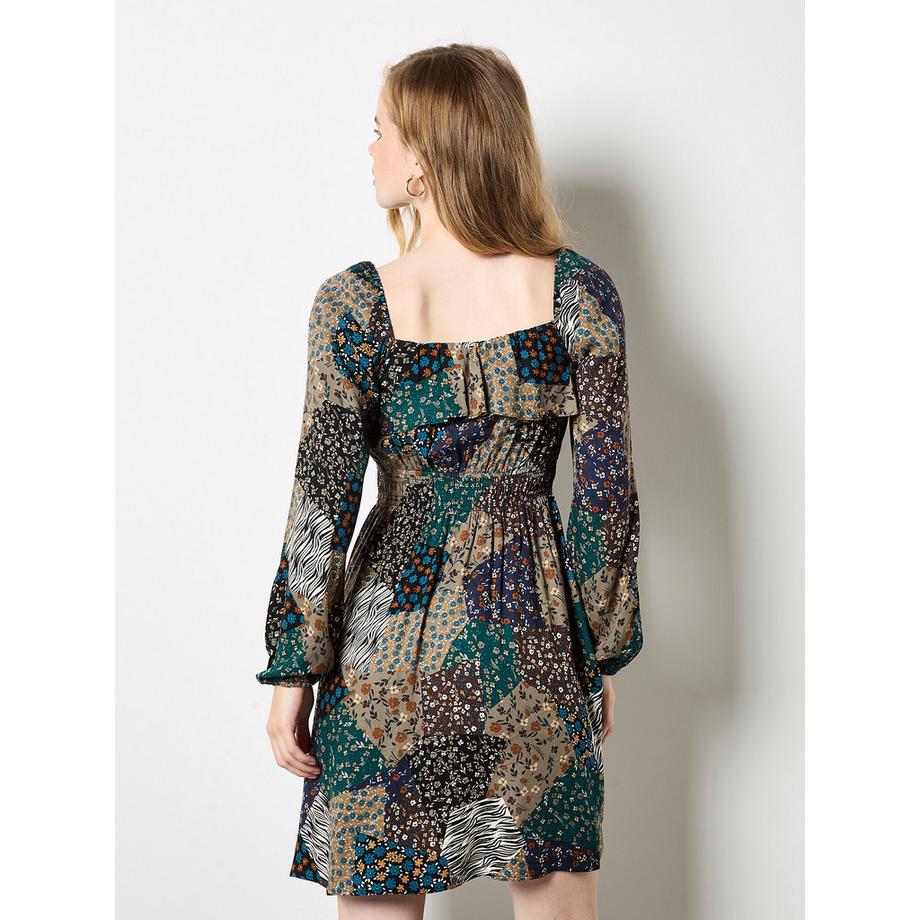 APRICOT Mini-robe bohème à imprimé patchwork  