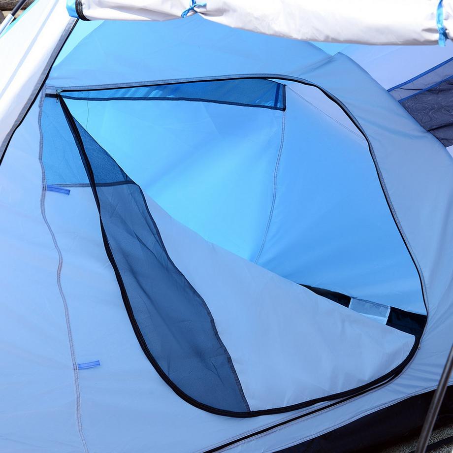 Northio  Campingzelt Familienzelt Tunnelzelt Mit 2 Schlafkabinen 4-6 Personen Blau L430 X B240 X H170Cm 