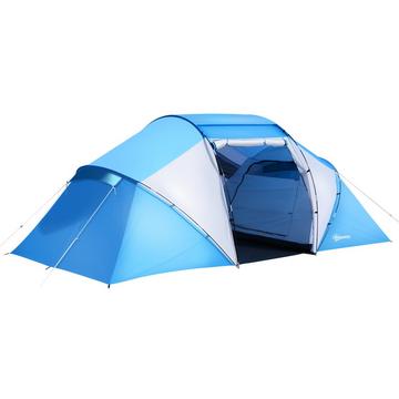 Tente De Camping Tente Familiale Tente Tunnel Avec 2 Cabines De Couchage 4-6 Personnes Bleu L430 X L240 X H170 Cm