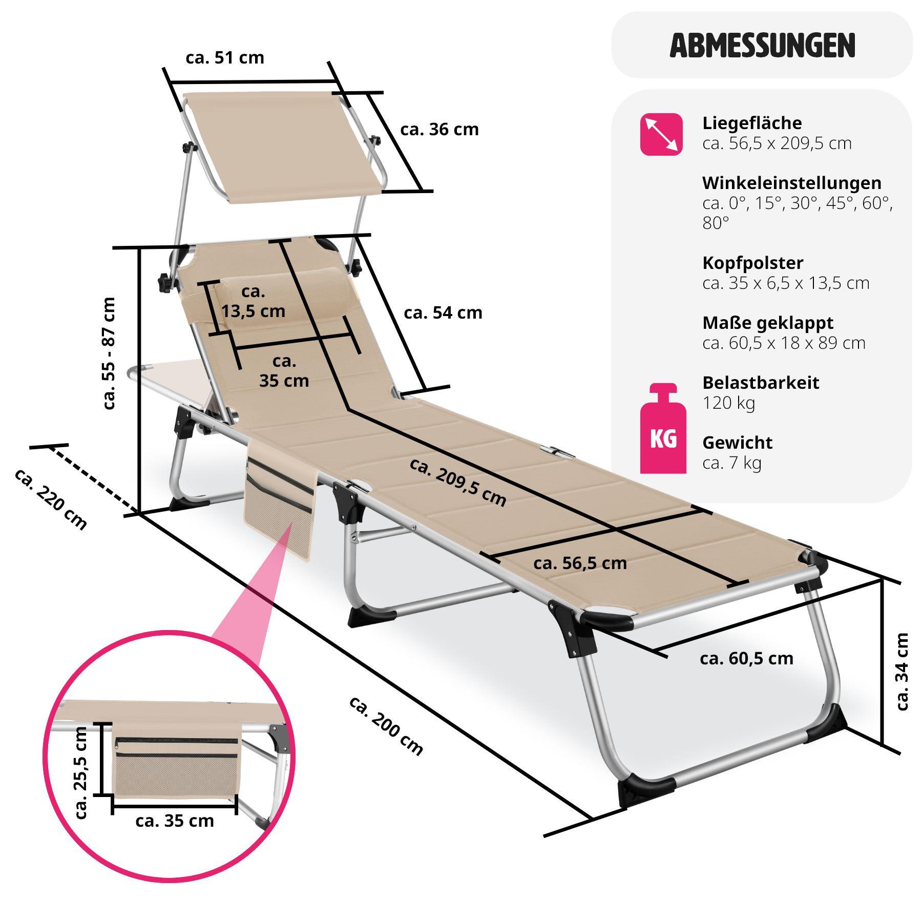 Tectake Sdraio Lorella imbottita, pieghevole  