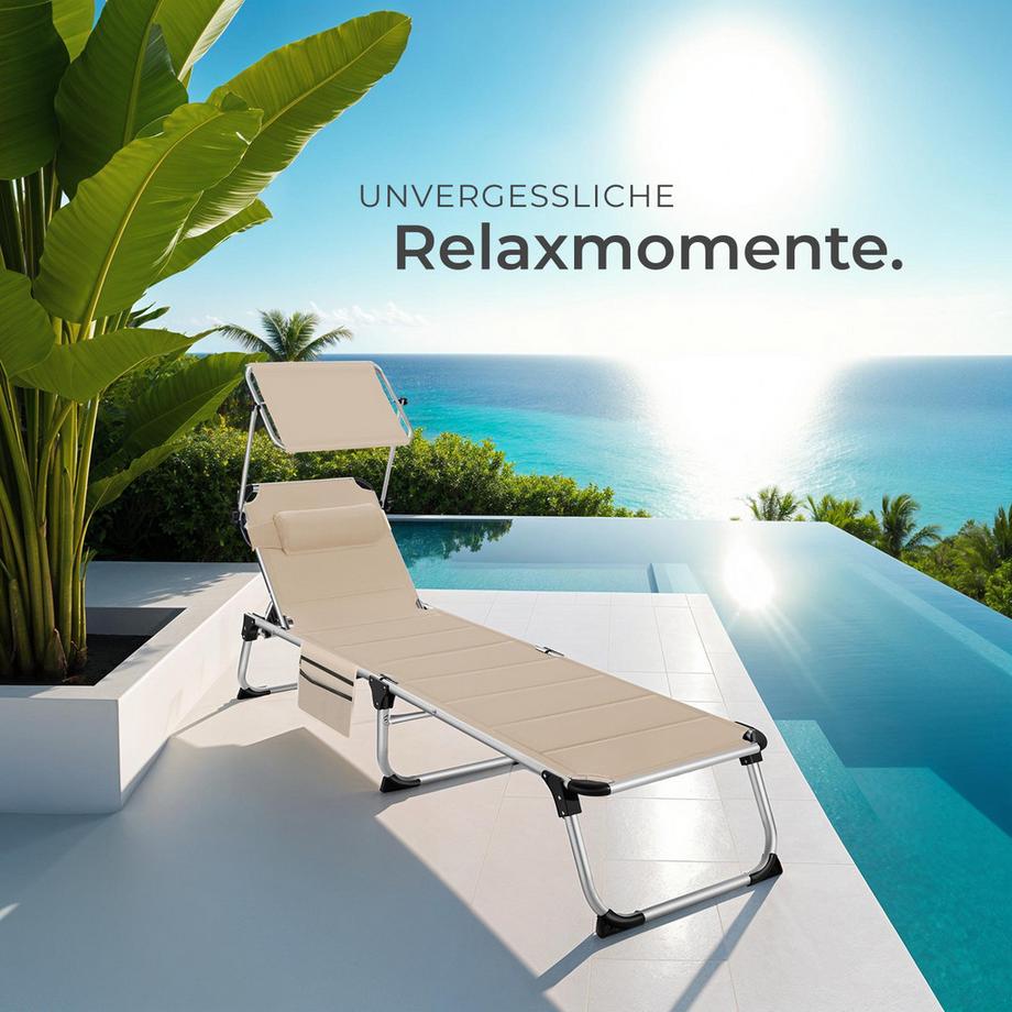 Tectake Chaise longue en aluminium Lorella rembourrés, pliables  