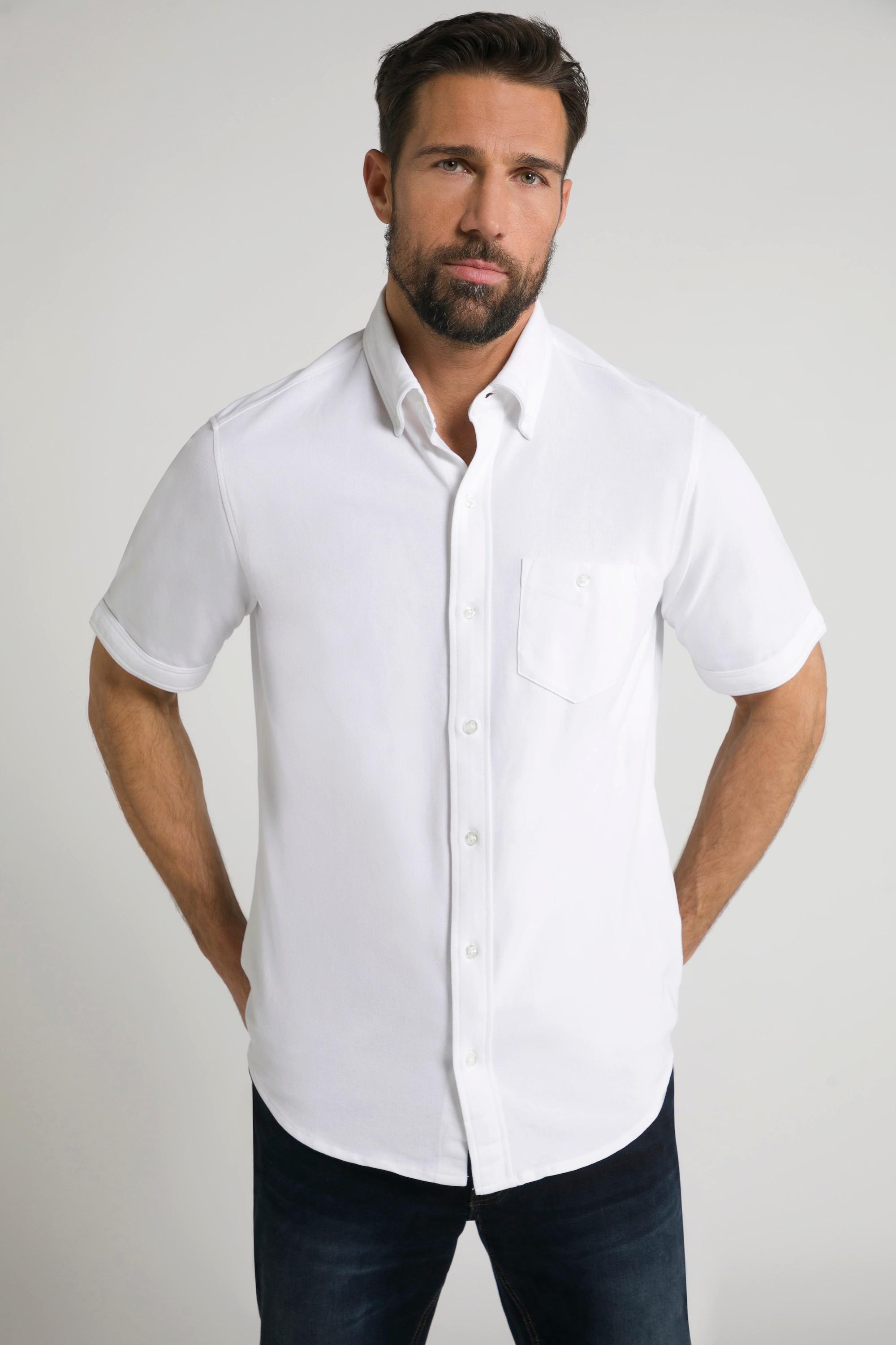 JP1880  Piqué-Hemd, FLEXNAMIC®, Halbarm, Buttondown-Kragen, Modern Basic Fit 