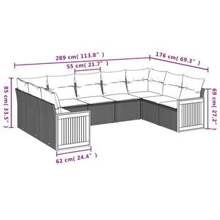 VidaXL Ensemble de canapés de jardin rotin synthétique  