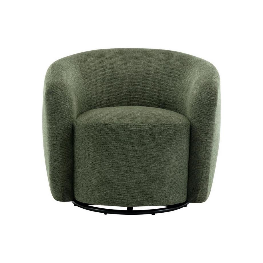 Vente-unique Fauteuil pivotant en tissu texturé vert olive VEREIDE  