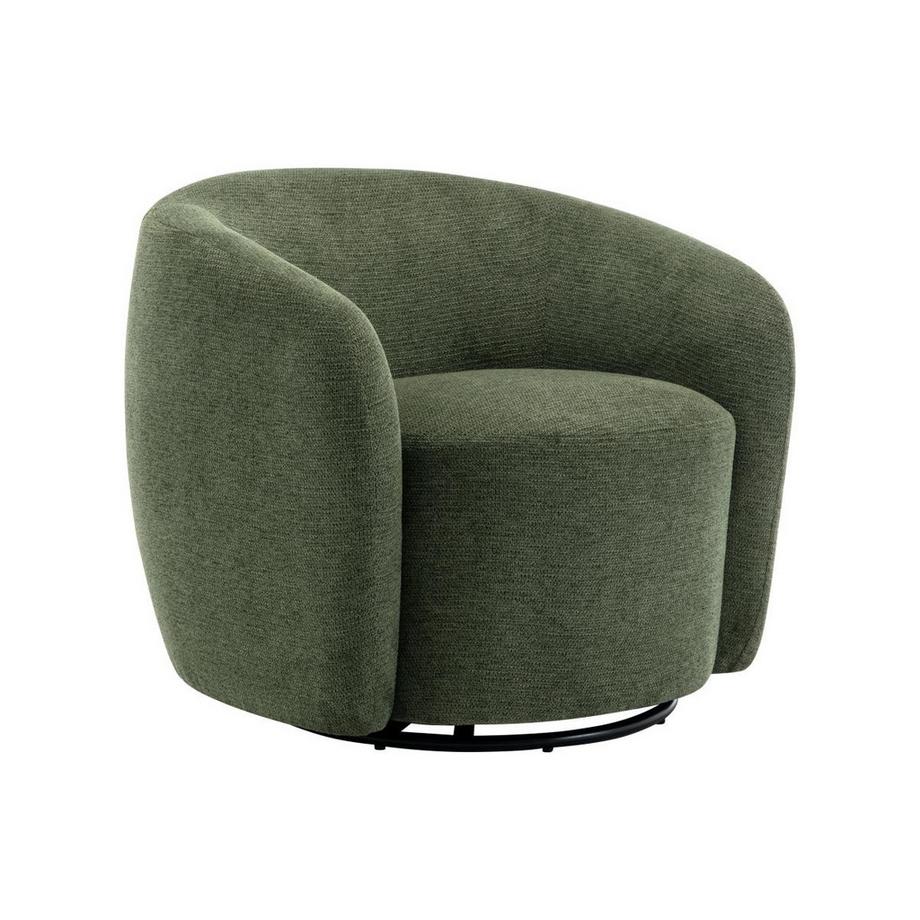 Vente-unique Fauteuil pivotant en tissu texturé vert olive VEREIDE  