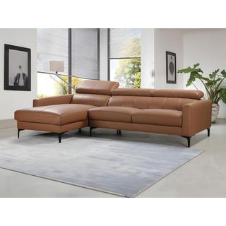 Vente-unique Ecksofa Leder Büffelleder Ecke Links Camel FLORENCE  