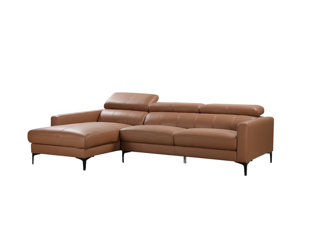 Vente-unique Ecksofa Leder Büffelleder Ecke Links Camel FLORENCE  