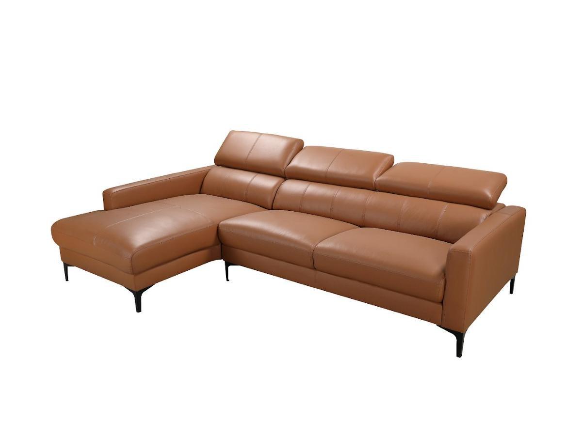 Vente-unique Ecksofa Leder Büffelleder Ecke Links Camel FLORENCE  