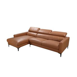 Vente-unique Ecksofa Leder Büffelleder Ecke Links Camel FLORENCE  