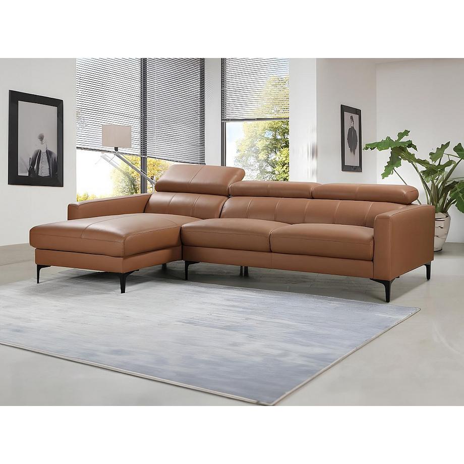 Vente-unique Canapé d'angle en cuir de buffle FLORENCE Camel Angle gauche  