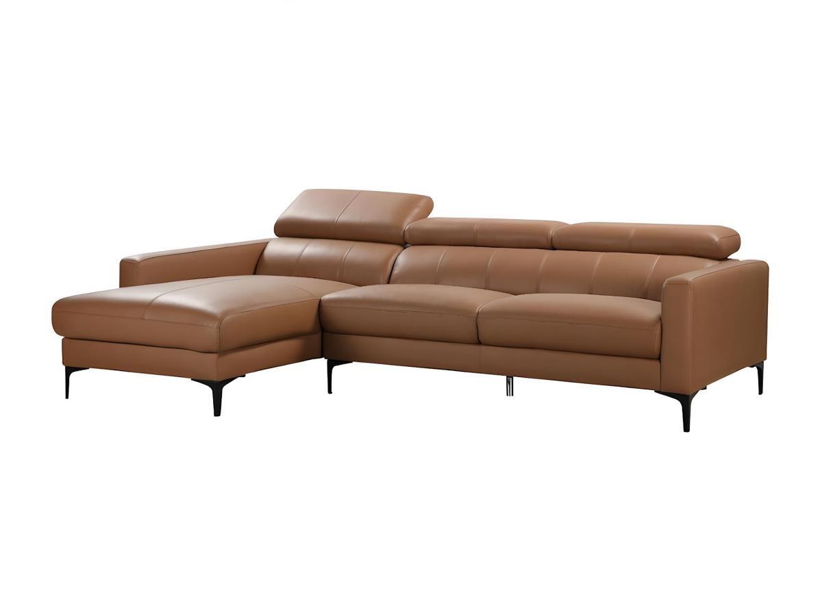 Vente-unique Ecksofa Leder Büffelleder Ecke Links Camel FLORENCE  