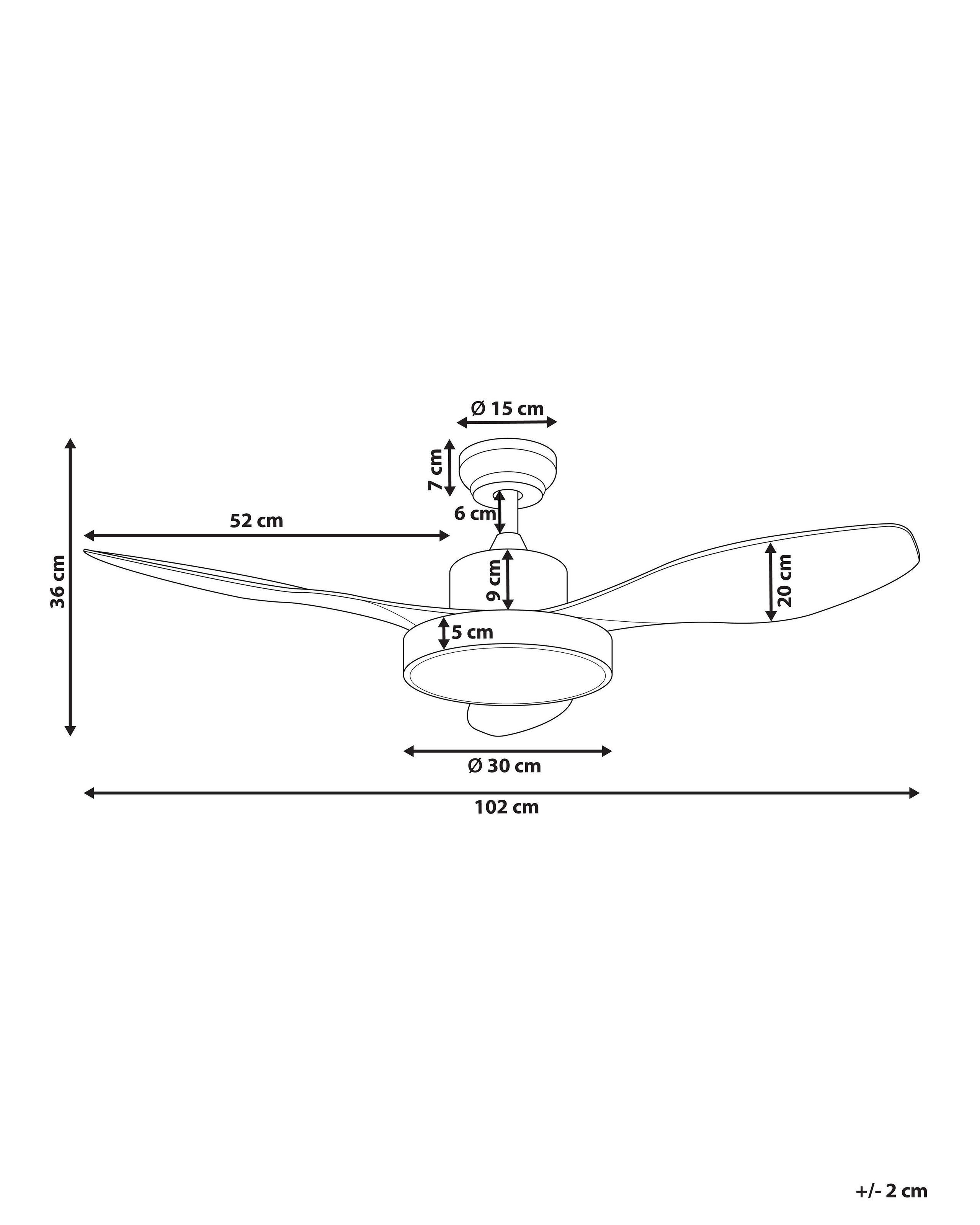 Beliani Ventilateur de plafond avec lampe en Métal Traditionnel BANDERAS  