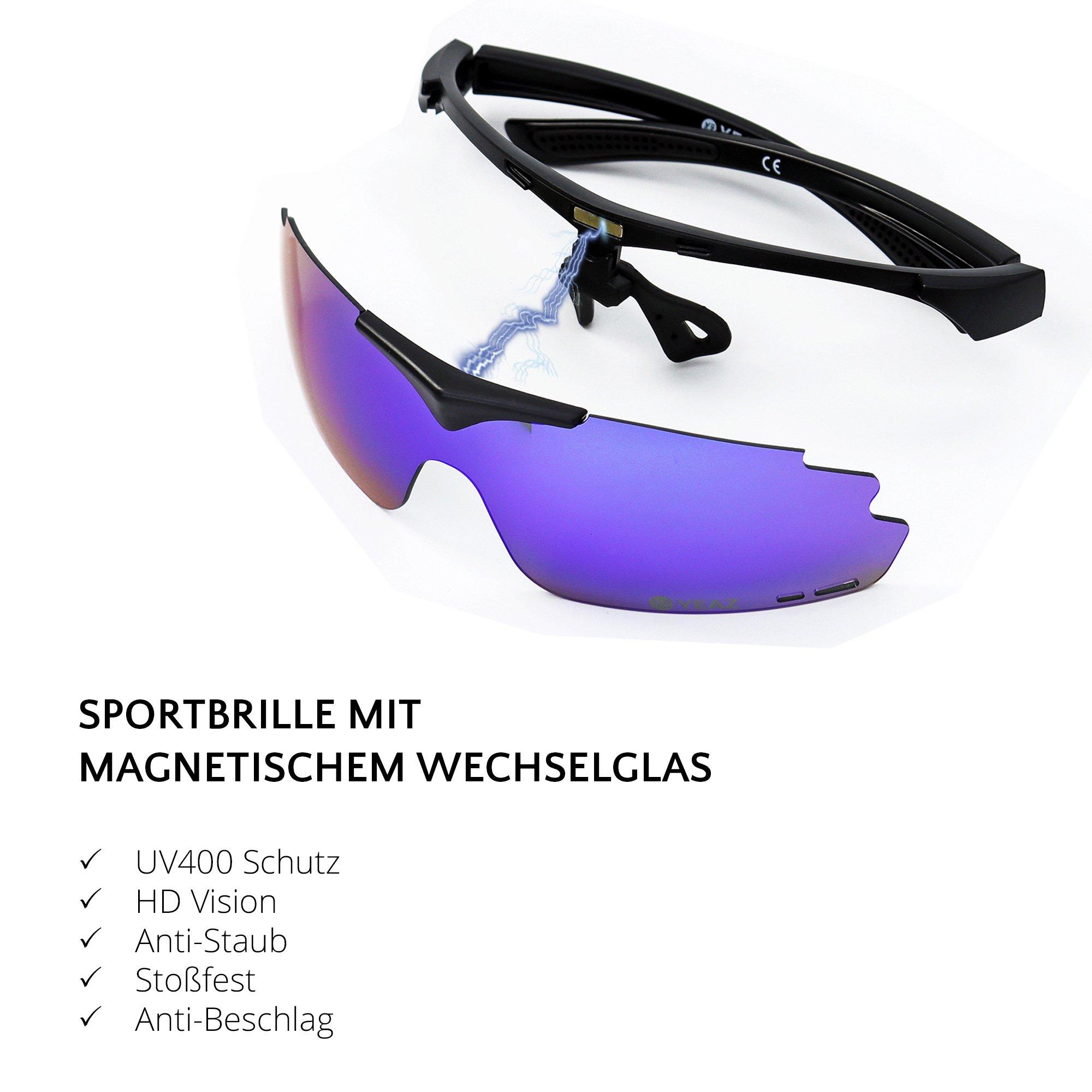 YEAZ  SUNUP Magnet-Sport-Sonnenbrille Matt schwarz /  Full Revo Blue 